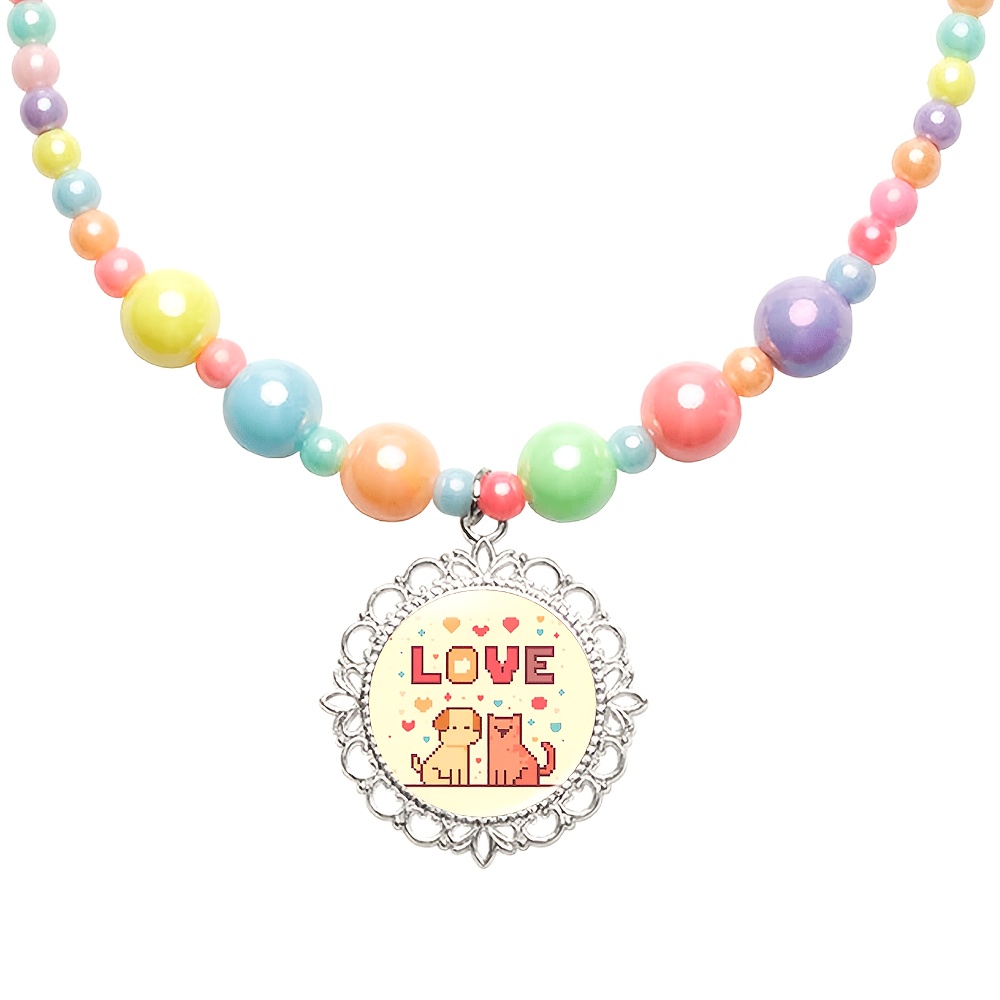Women's 2pc Random Color Necklace & Bracelet Jewelry Set, Cute Collection